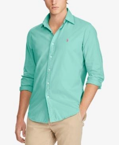 Shop Polo Ralph Lauren Men's Classic Fit Garment Dyed Chino Shirt In Island Green