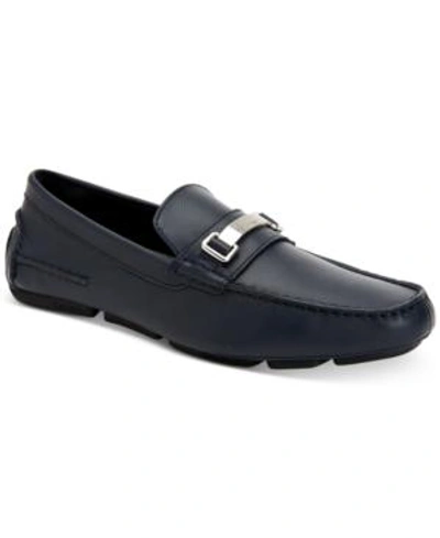 Shop Calvin Klein Men's Maddix Textured Drivers With Bit Men's Shoes In Dark Navy