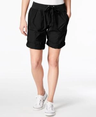 Shop Calvin Klein Performance Poplin Cargo Shorts In Black