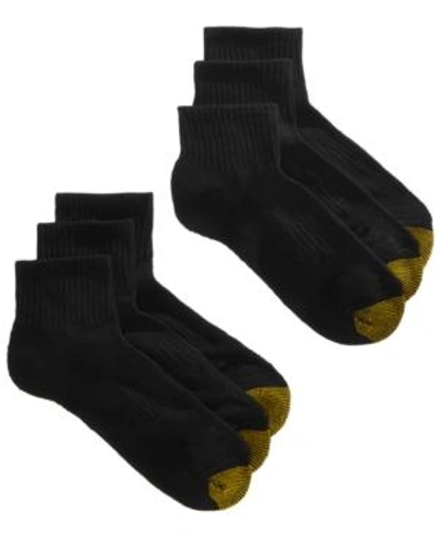 Shop Gold Toe Women's 6-pack Athletic Half-cushion Quarter Socks In Black