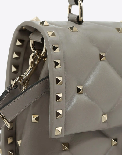 Shop Valentino Garavani Medium Candystud Top-handle Bag In Pastel Gray