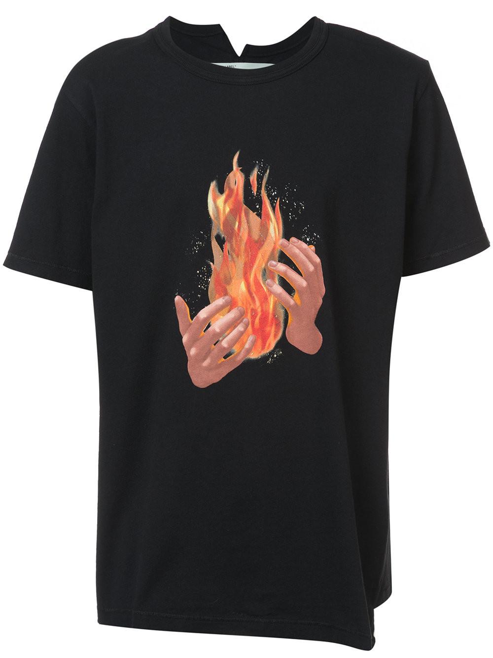 Off-white Fire Spliced Asymetrical Tee-shirt | ModeSens