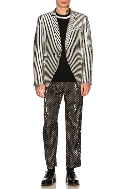 Shop Haider Ackermann Classic Blazer In Black,white,stripes