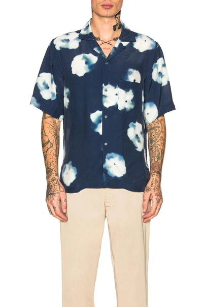 Acne Studios Elms Short-sleeved Floral-print Shirt In Indigo 
