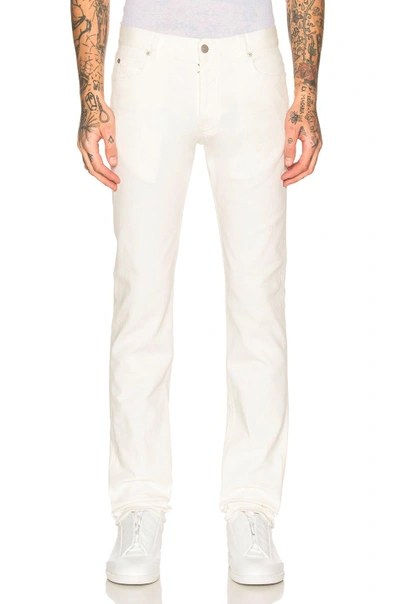 Shop Maison Margiela Garment Dyed Slim Stretch Jeans In White