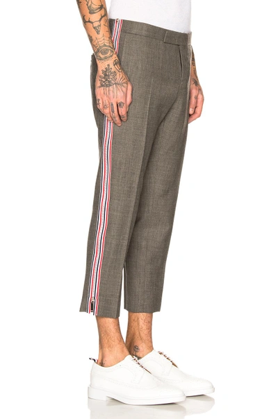 Shop Thom Browne Side Zip Low Rise Skinny Trousers In Gray