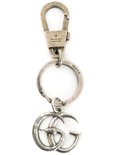 Shop Gucci Snake Keyring - Metallic