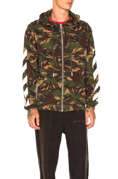 Off-white Camouflage Hoodie In Green,abstract |