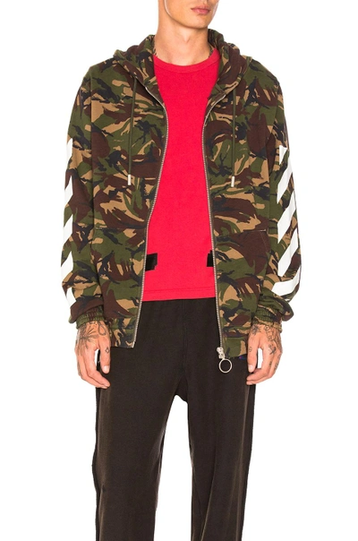 Shop Off-white Zipped Hoodie In Camouflage