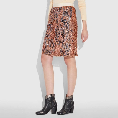 Shop Coach X Keith Haring Embellished Skirt In Pink