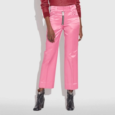 Shop Coach Satin Tailored Trousers In Light Fuschia