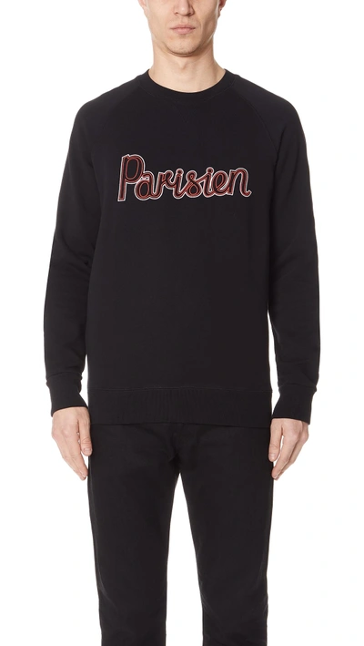 Shop Maison Kitsuné Parisien Sweatshirt In Black Bleach