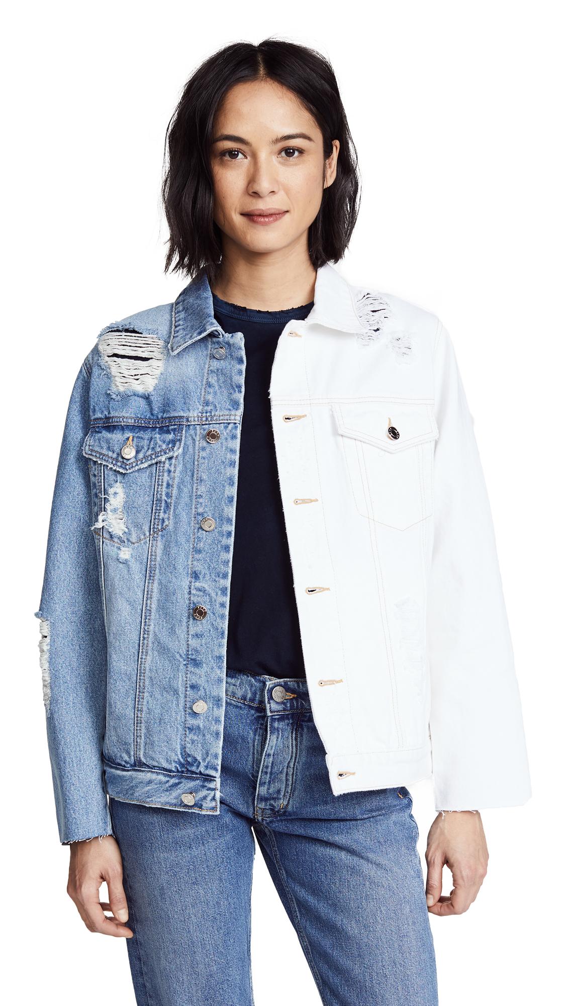 half and half denim jacket