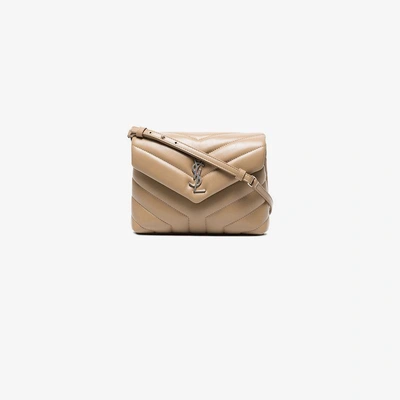 Shop Saint Laurent Beige Loulou Small Leather Bag In Nude&neutrals