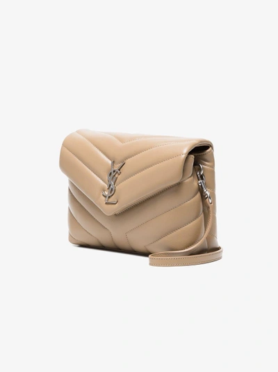 Shop Saint Laurent Beige Loulou Small Leather Bag In Nude&neutrals