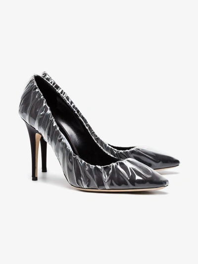 Shop Off-white C/o Jimmy Choo Black Anne 100 Pvc Wrapped Satin Pumps