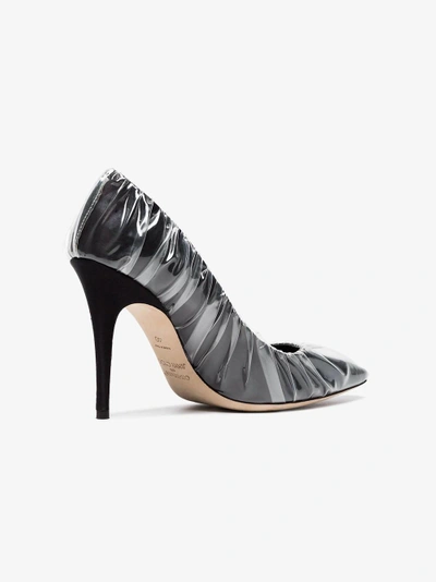 Shop Off-white C/o Jimmy Choo Black Anne 100 Pvc Wrapped Satin Pumps