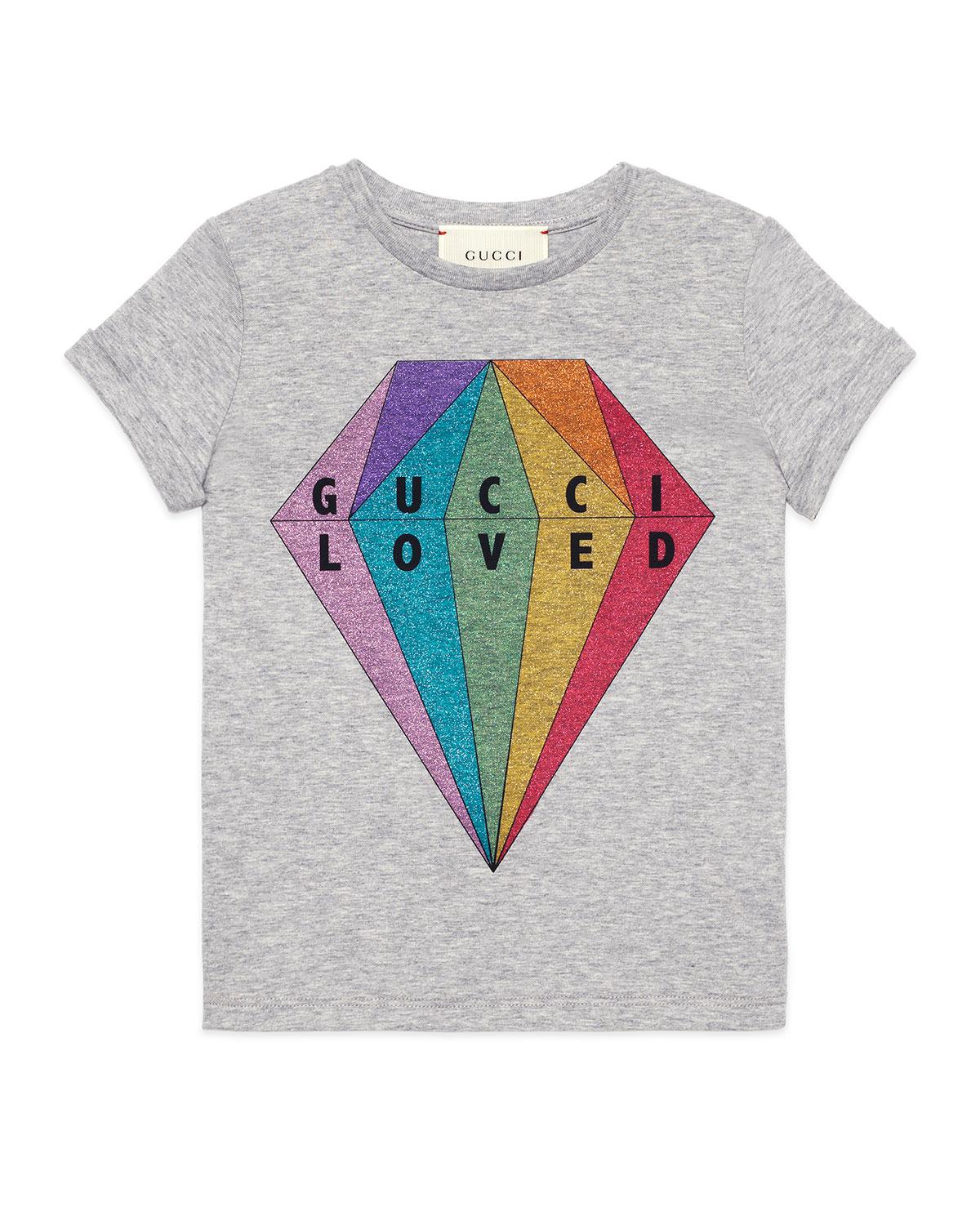 Gucci Loved Glitter Diamond T-shirt In Gray | ModeSens