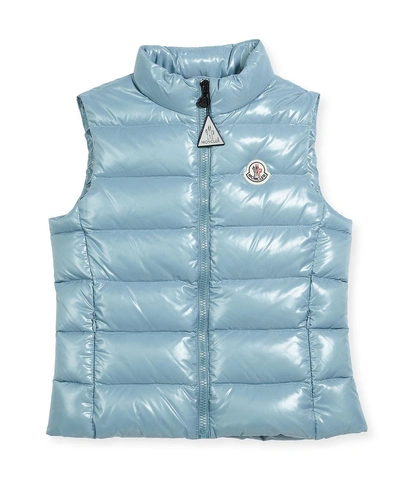 Shop Moncler Ghany Quilted Down Vest In Blue/gray