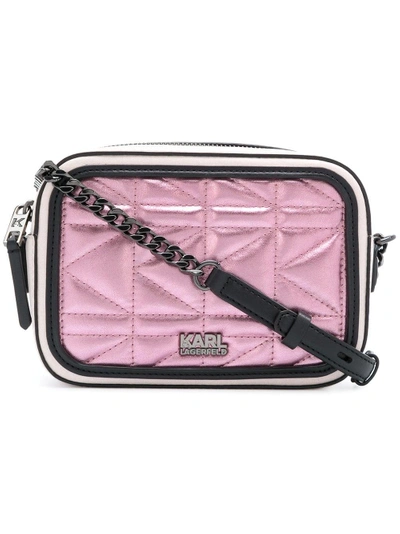 Shop Karl Lagerfeld Quilted Camera Bag - Pink & Purple