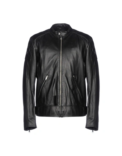 Shop Diesel Leather Jacket In Black
