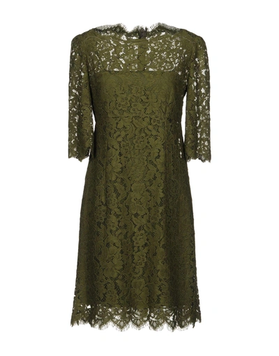 Shop Dolce & Gabbana Short Dress In Military Green