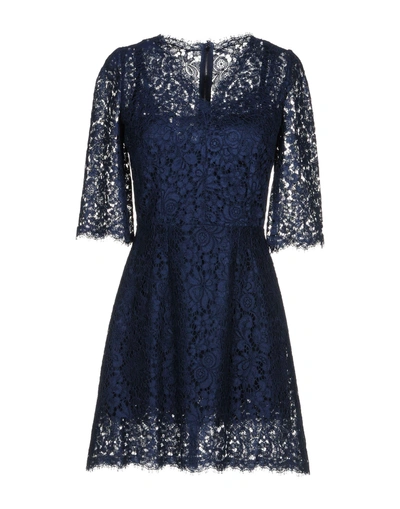Shop Dolce & Gabbana Woman Mini Dress Midnight Blue Size 8 Viscose, Cotton, Polyamide