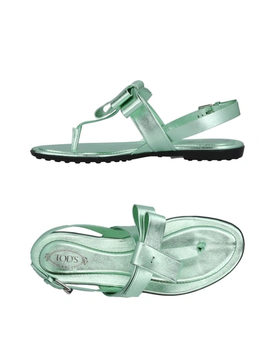Shop Tod's Toe Strap Sandals In Light Green