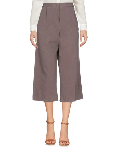 Shop Manila Grace Cropped Pants & Culottes In Light Brown