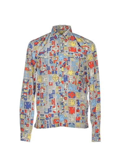 Shop Prada Patterned Shirt In Light Grey