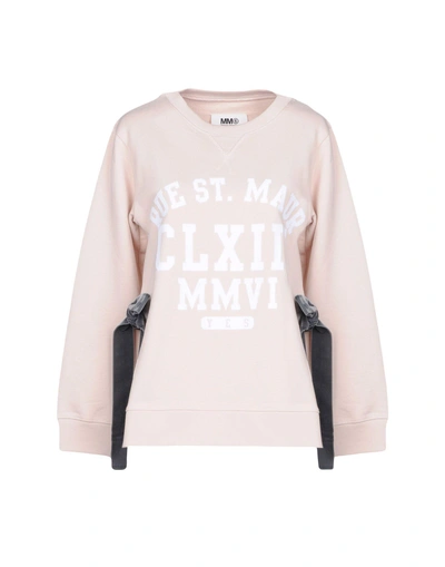 Shop Mm6 Maison Margiela Sweatshirts In Light Pink