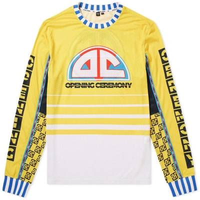 Shop Opening Ceremony Long Sleeve Moto Mesh Tee In Yellow