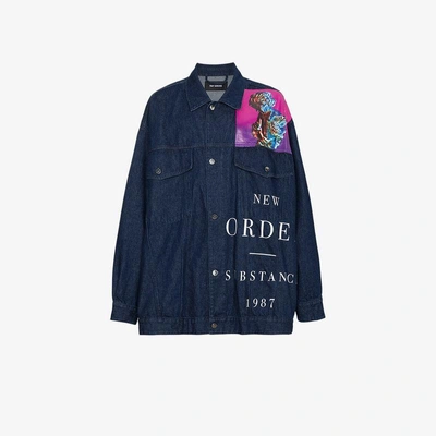 Shop Raf Simons New Order Denim Jacket In Blue