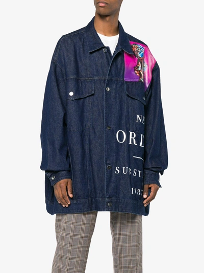 Raf Simons New Order Oversized Denim Jacket In Blue | ModeSens