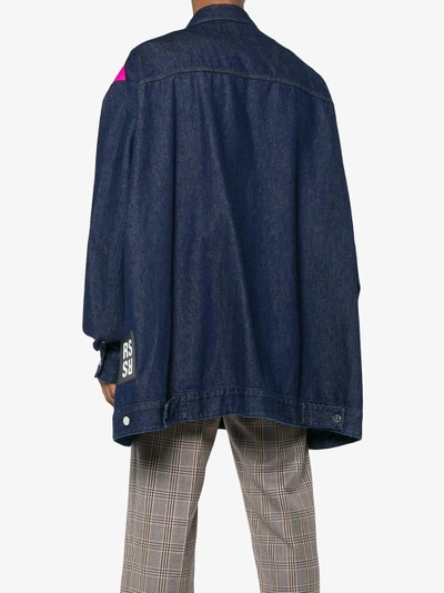 Shop Raf Simons New Order Denim Jacket In Blue