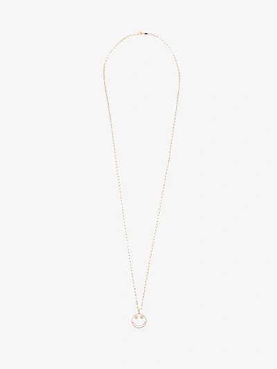 Shop Rosa De La Cruz 18k Yellow Gold Smile Diamond Charm Necklace In Metallic