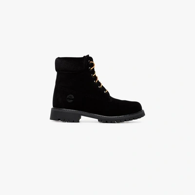 Shop Off-white X Timberland Black Velvet Boots