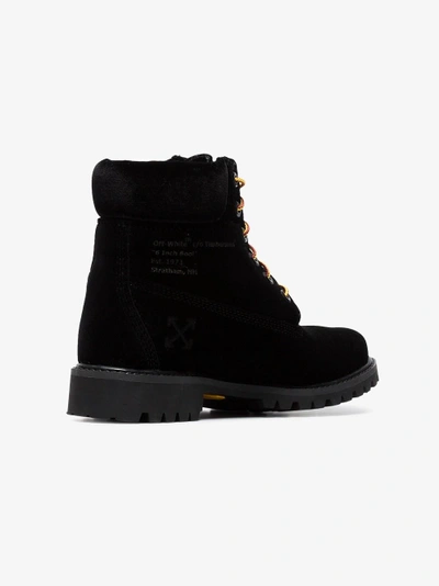 Shop Off-white X Timberland Black Velvet Boots