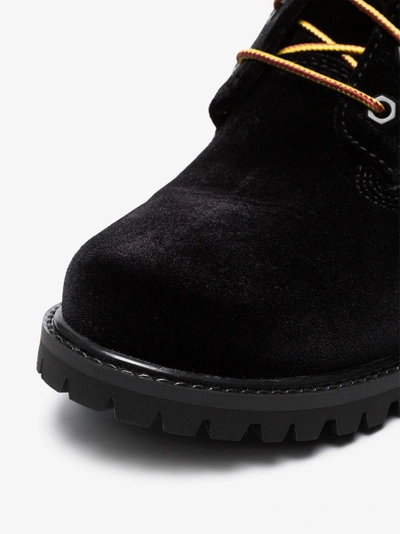 Shop Off-white X Timberland Black Velvet Boots