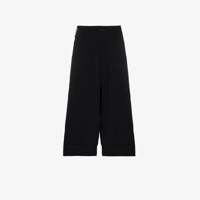 Shop Yohji Yamamoto Double Layered Hem Trousers In Black