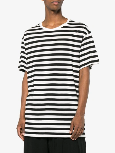 Shop Yohji Yamamoto Staff Stripe T-shirt In Black