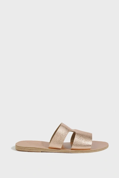 Shop Ancient Greek Sandals Apteros Leather Slides In R Gold