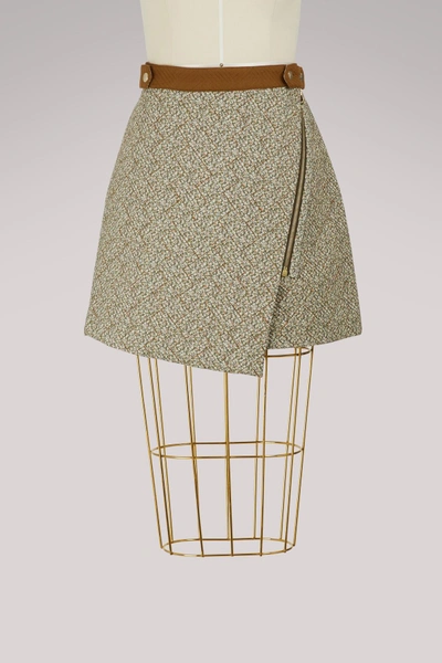 Shop Vanessa Bruno Ely Cotton Mini Skirt In Kaki