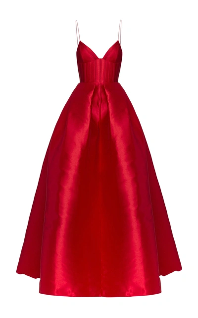 Shop Alex Perry Alder Italian Silk Gown In Red