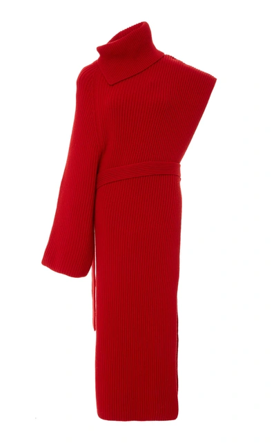 Shop Rosetta Getty Cashmere Asymmetric Wrap Tunic In Red