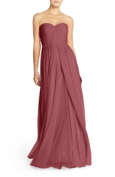 Shop Jenny Yoo Mira Convertible Strapless Chiffon Gown In Cinnamon Rose