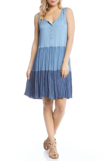 Shop Karen Kane Tiered Chambray Dress In Multi-colored