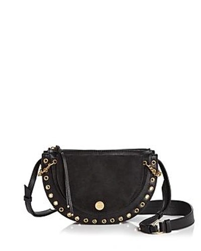 Shop See By Chloé See By Chloekriss Small Suede And Leather Crossbody In Black/gold