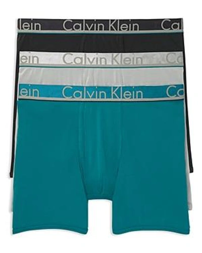 Shop Calvin Klein Boxer Brief, Pack Of 3 In Black/gray/sea Green