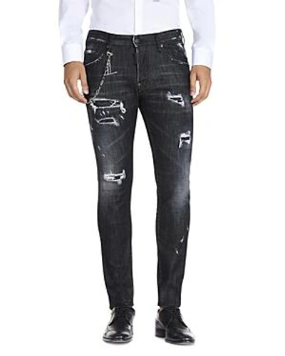 Shop Dsquared2 Slim Fit Jeans In Distressed Black